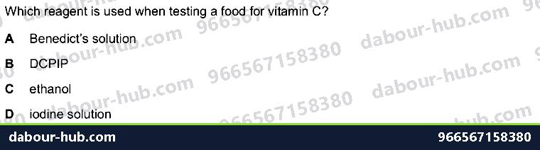 IGCSE Biology 4.3 Food Test - Question 7