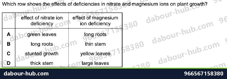 IGCSE Biology 6.4 Mineral Requirements - Question 1