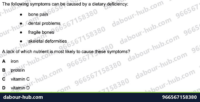 IGCSE Biology 7.1 Diet - Question 2