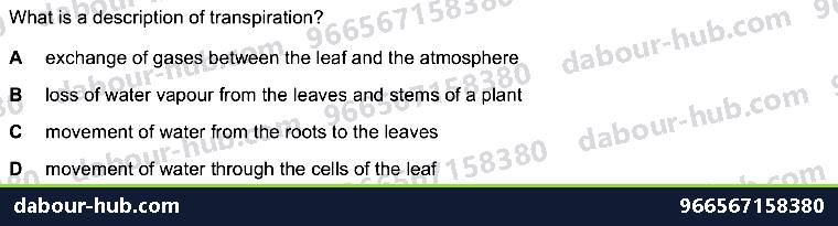 IGCSE Biology 8.3 Transpiration - Question 12
