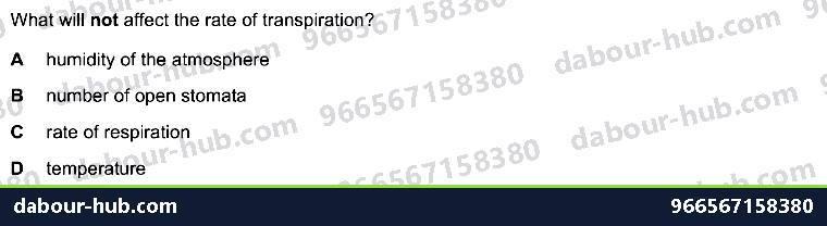 IGCSE Biology 8.3 Transpiration - Question 15