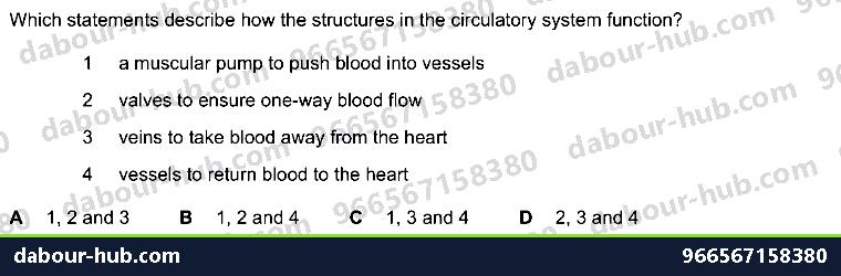 IGCSE Biology 9.1 Circulatory Systems - Question 13