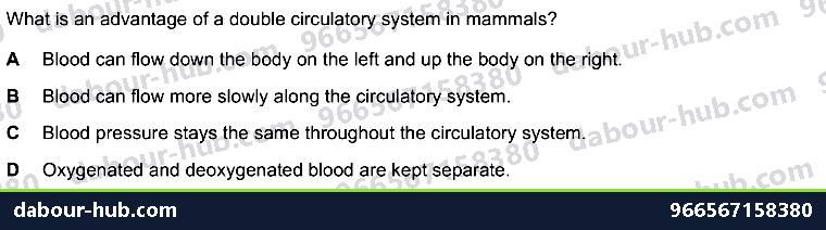 IGCSE Biology 9.1 Circulatory Systems - Question 3