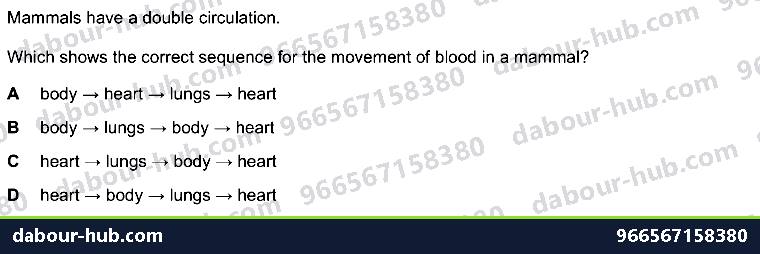 IGCSE Biology 9.1 Circulatory Systems - Question 6