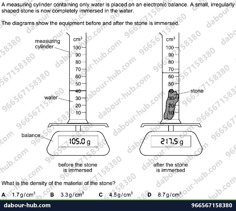 IGCSE Physics 1.4 DENSITY - Question 3