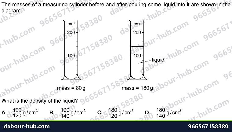 IGCSE Physics 1.4 DENSITY - Question 6