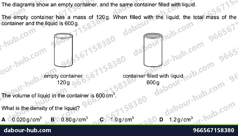 IGCSE Physics 1.4 DENSITY - Question 7