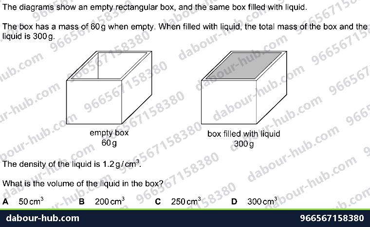 IGCSE Physics 1.4 DENSITY - Question 9