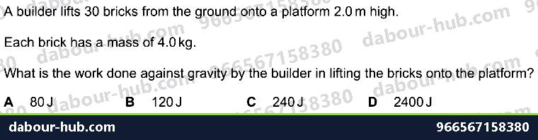 IGCSE Physics 1.7.2 WORK - Question 3