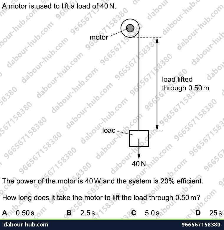 IGCSE Physics 1.7.4 POWER - Question 10