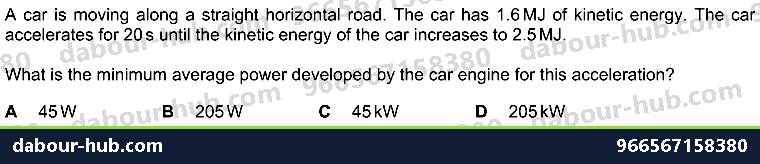 IGCSE Physics 1.7.4 POWER - Question 9