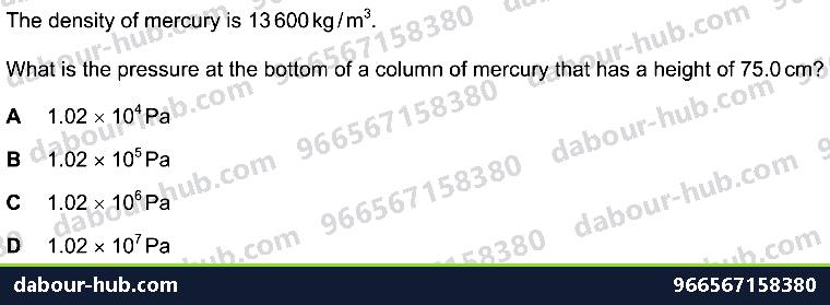 IGCSE Physics 1.8 PRESSURE - Question 1