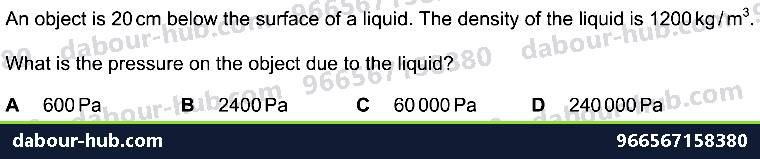IGCSE Physics 1.8 PRESSURE - Question 10