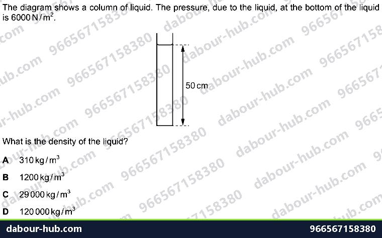 IGCSE Physics 1.8 PRESSURE - Question 5