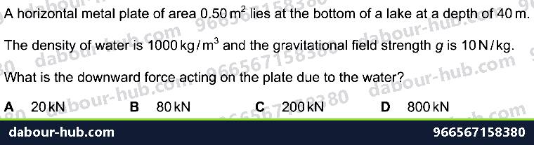 IGCSE Physics 1.8 PRESSURE - Question 7