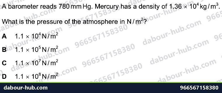 IGCSE Physics 1.8 PRESSURE - Question 8
