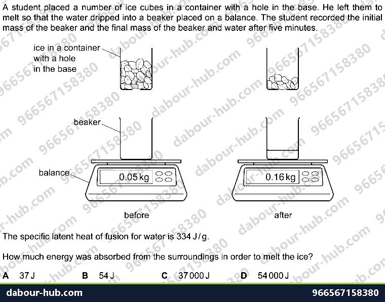 IGCSE Physics 2.2.3 MELTING, BOILING AND EVAPORATION - Question 4