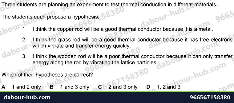 IGCSE Physics 2.3.1 CONDUCTION - Question 3