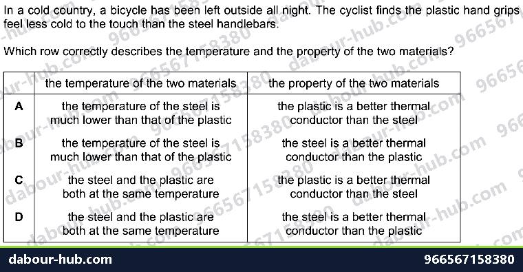 IGCSE Physics 2.3.1 CONDUCTION - Question 4