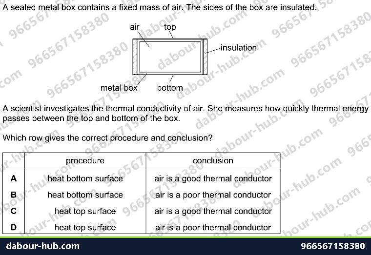 IGCSE Physics 2.3.1 CONDUCTION - Question 6