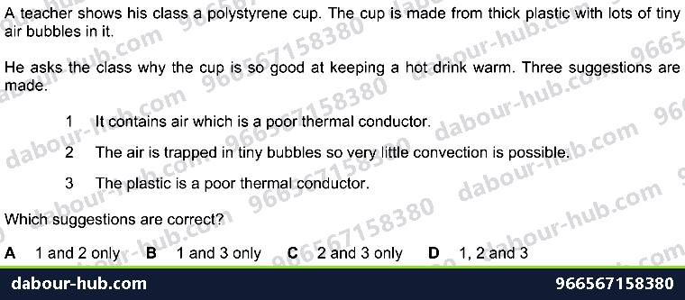 IGCSE Physics 2.3.4 CONSEQUENCES OF THERMAL ENERGY TRANSFER - Question 3