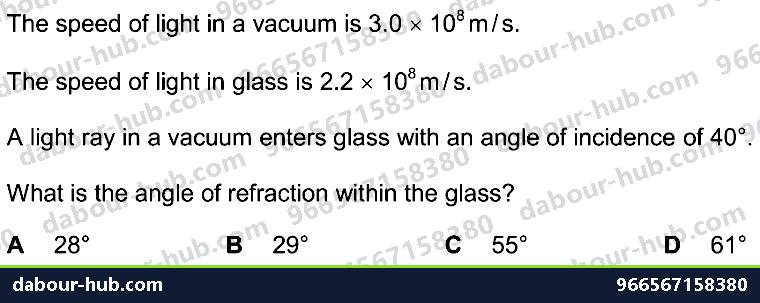 IGCSE Physics 3.2.2 REFRACTION OF LIGHT - Question 9
