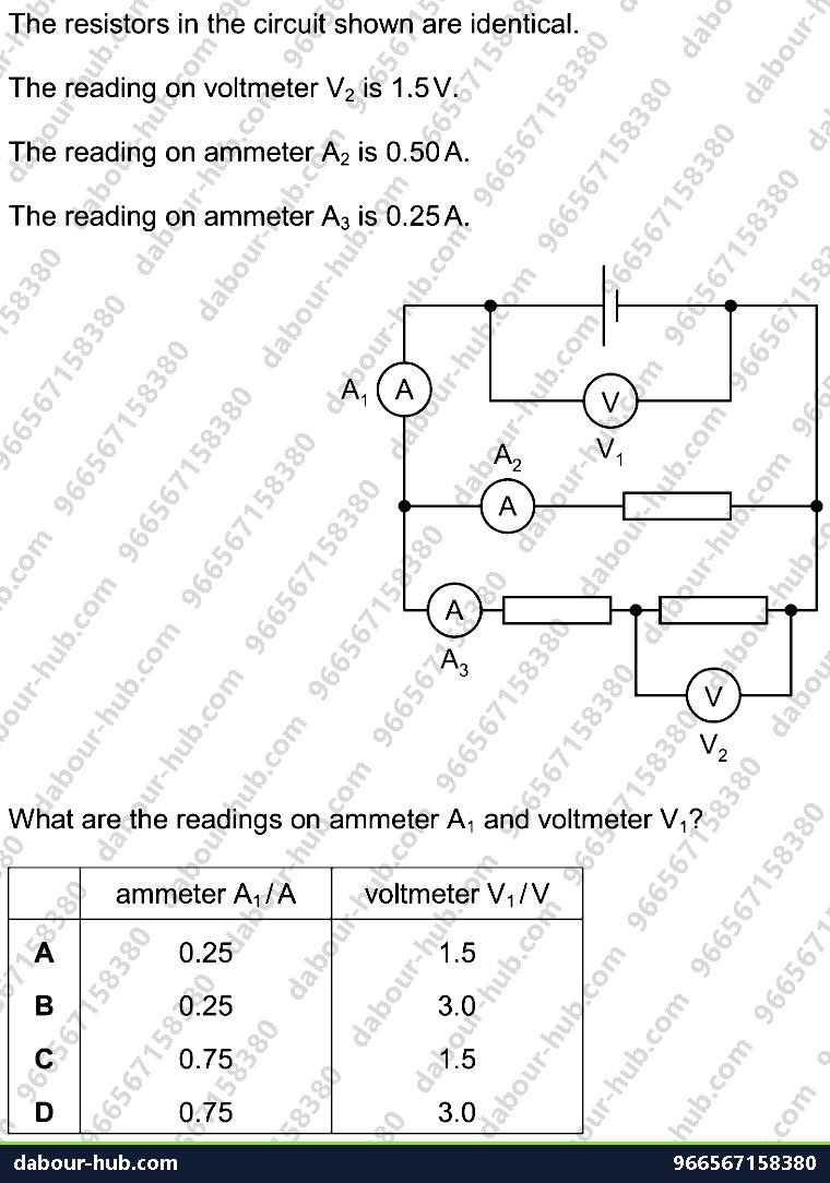 IGCSE Physics 4.2.3 ELECTROMOTIVE FORCE AND POTENTIAL DIFFERENCE - Question 10