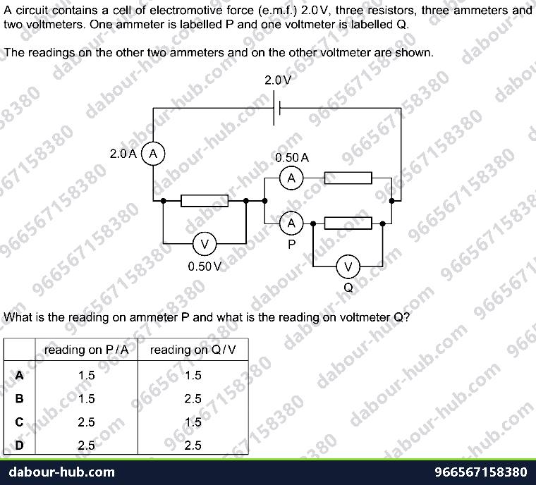 IGCSE Physics 4.2.3 ELECTROMOTIVE FORCE AND POTENTIAL DIFFERENCE - Question 2