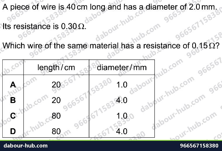 IGCSE Physics 4.2.4 RESISTANCE - Question 9