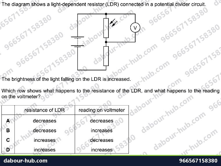 IGCSE Physics 4.3.1 CIRCUIT DIAGRAMS AND CIRCUIT COMPONENTS - Question 8