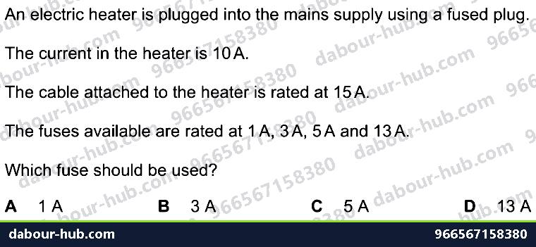 IGCSE Physics 4.4 ELECTRICAL SAFETY - Question 1