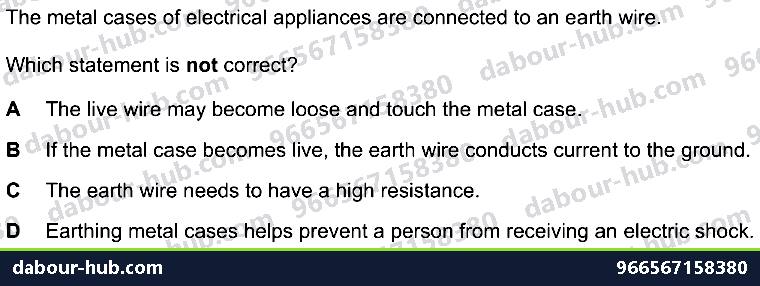 IGCSE Physics 4.4 ELECTRICAL SAFETY - Question 2