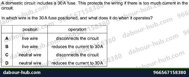 IGCSE Physics 4.4 ELECTRICAL SAFETY - Question 5