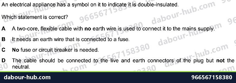 IGCSE Physics 4.4 ELECTRICAL SAFETY - Question 6