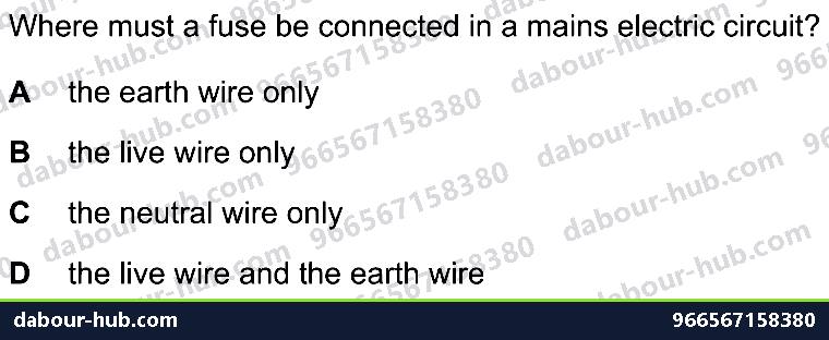 IGCSE Physics 4.4 ELECTRICAL SAFETY - Question 7