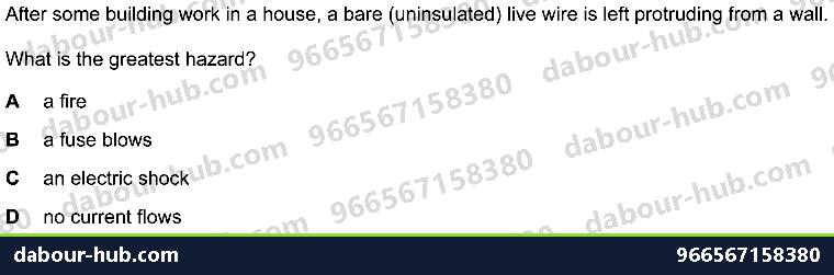 IGCSE Physics 4.4 ELECTRICAL SAFETY - Question 8