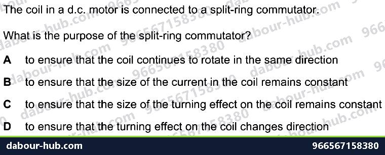 IGCSE Physics 4.5.5 THE D.C. MOTOR - Question 2