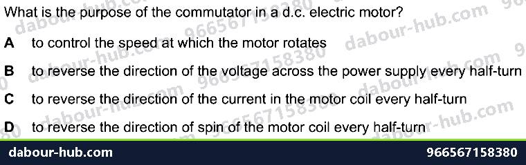 IGCSE Physics 4.5.5 THE D.C. MOTOR - Question 4