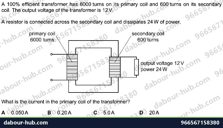 IGCSE Physics 4.5.6 THE TRANSFORMER - Question 1