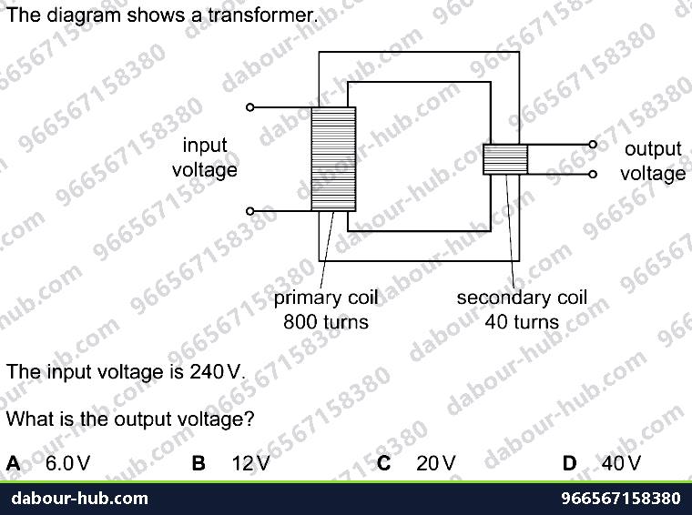 IGCSE Physics 4.5.6 THE TRANSFORMER - Question 10
