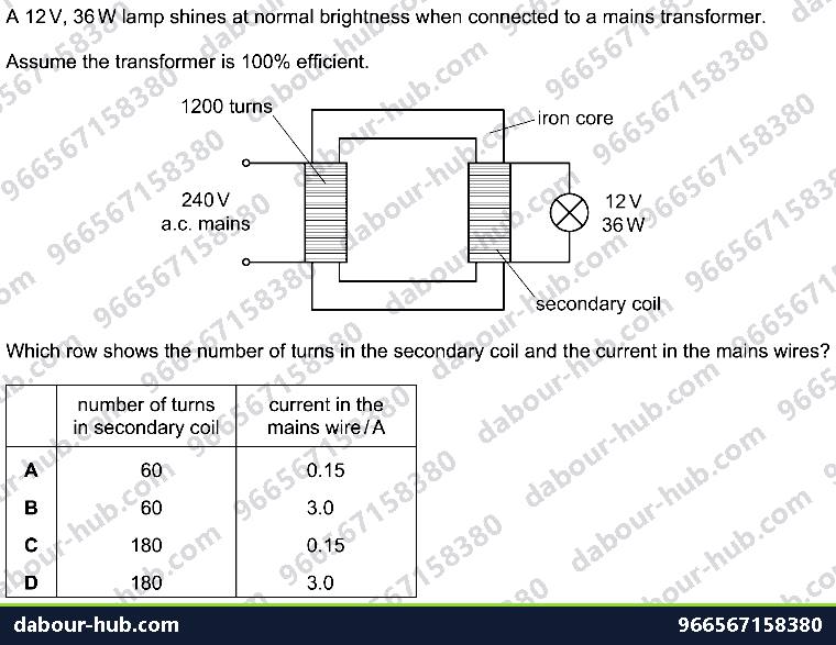 IGCSE Physics 4.5.6 THE TRANSFORMER - Question 2