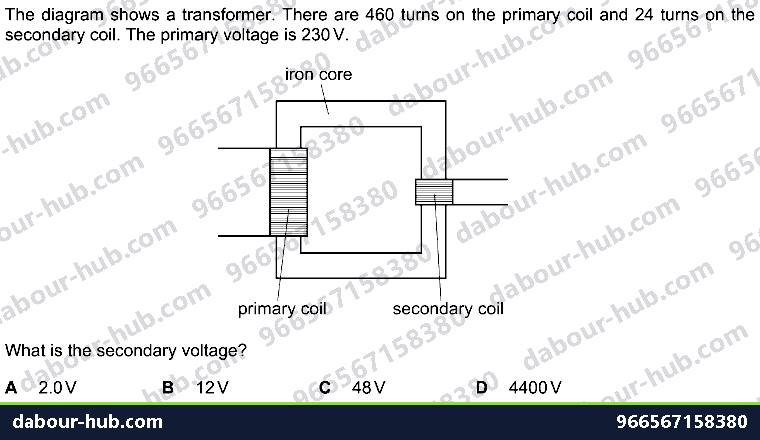 IGCSE Physics 4.5.6 THE TRANSFORMER - Question 8