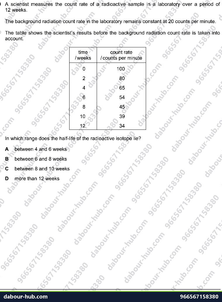 IGCSE Physics 5.2.1 DETECTION OF RADIOACTIVITY - Question 3