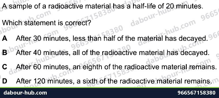 IGCSE Physics 5.2.4 HALF-LIFE - Question 8