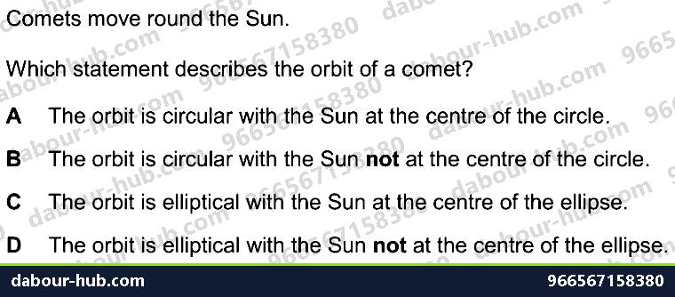 IGCSE Physics 6.1.2 THE SOLAR SYSTEM - Question 8