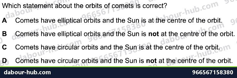 IGCSE Physics 6.1.2 THE SOLAR SYSTEM - Question 9
