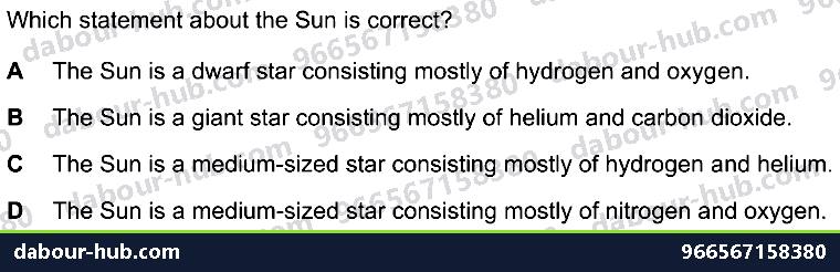 IGCSE Physics 6.2.1 THE SUN AS A STAR - Question 1