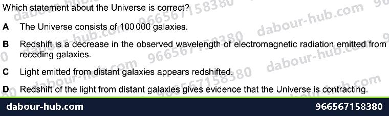 IGCSE Physics 6.2.3 THE UNIVERSE - Question 2