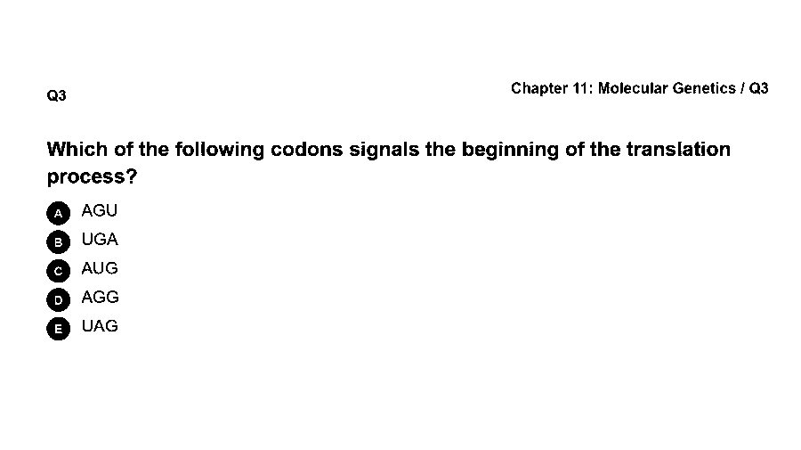 Which of the following codons signals the beginning of the translation process?