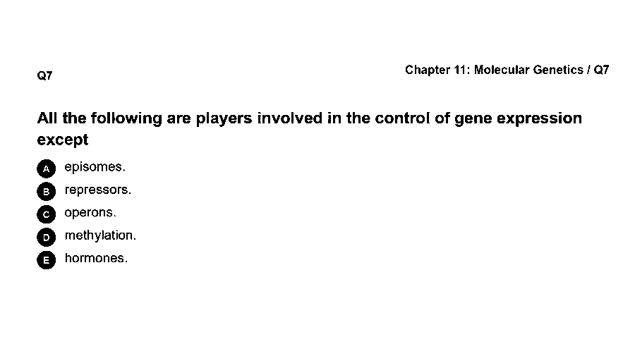 All the following are players involved in the control of gene expression except